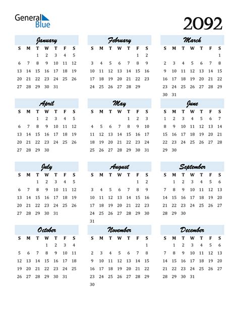 2092 Calendar Pdf Word Excel