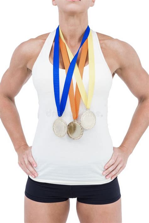 Female Athlete Wearing Medals Stock Photos Free Royalty Free Stock Photos From Dreamstime