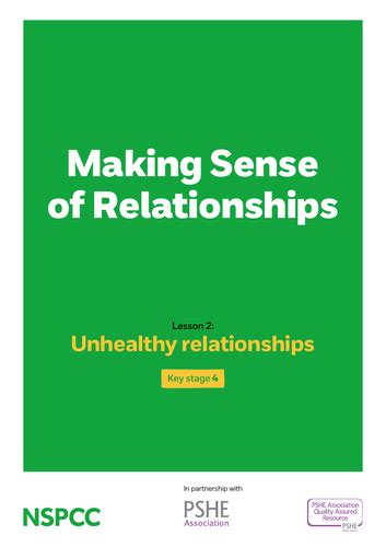 Key Stage 4 Lesson Plan 2 Unhealthy Relationships Teaching Resources