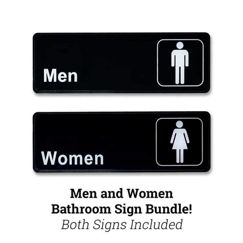 Men And Womens Restroom Bathroom Sign Bundle 3 H X 9 W Stick On