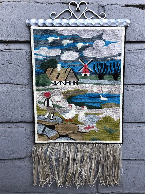 Vintage Nils Holgersson Tapestry Wall Hanging Swedish Wool