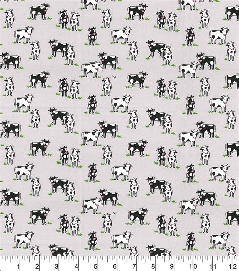Fabric Traditions Novelty Cotton Fabric Gray Country Cows Joann