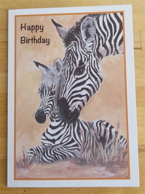 Zebra And Baby Quality Original Birthday Greeting Card Animal Etsy