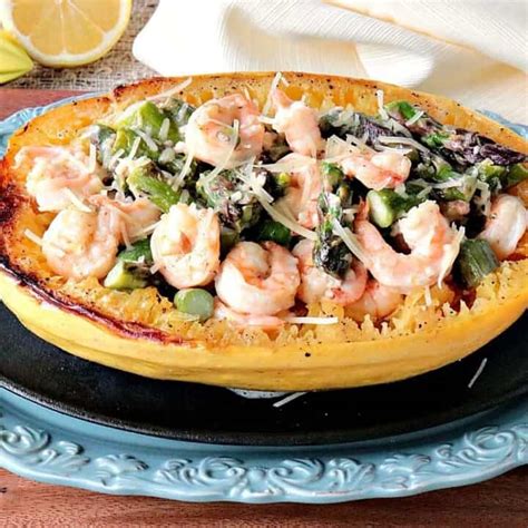 Roasted Spaghetti Squash Shrimp Scampi Recipe Kudos Kitchen Style