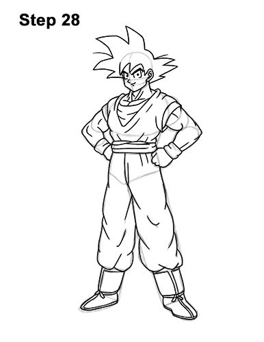 How To Draw Goku Full Body With Step By Step Pictures