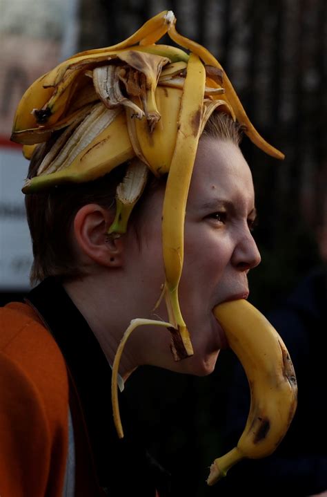 Huge Banana Protest After Woman Eating One Was Censored In Poland