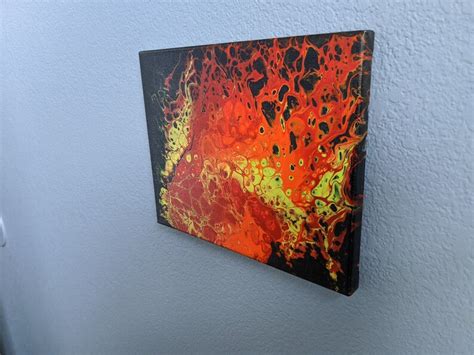 Fire Pour Painting Acrylic Painting On 10x8 Stretched Etsy