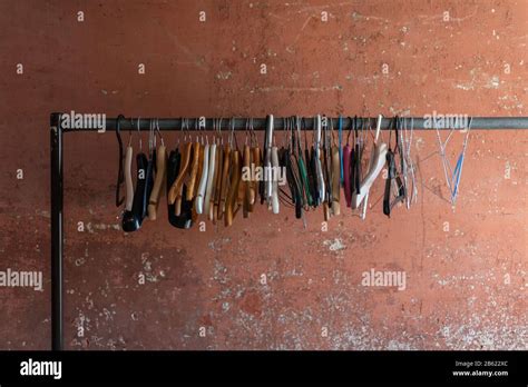 Coat Hangers On A Clothes Rail Stock Photo Alamy