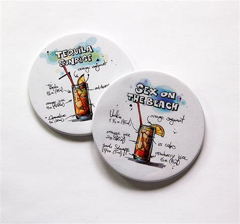 Cocktail Coasters Tequila Sunrise Coaster Sex On The Beach Etsy