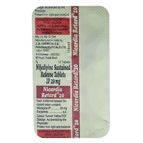 Nicardia 20 Mg Tablet Uses Dosage Side Effects Price Composition Practo