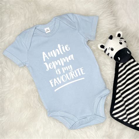 Favourite Auntie Baby Grow Personalise With Name Gift For Etsy