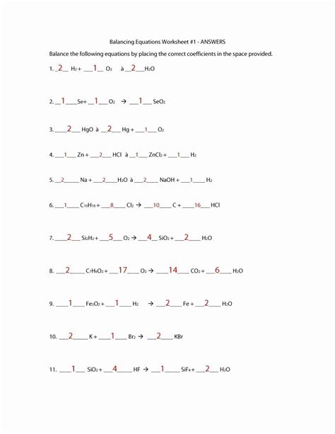 The video includes six chemical equations. Balancing Equations Practice Worksheet Answers Fresh 49 Balancing Chemical Equations Worksheets ...