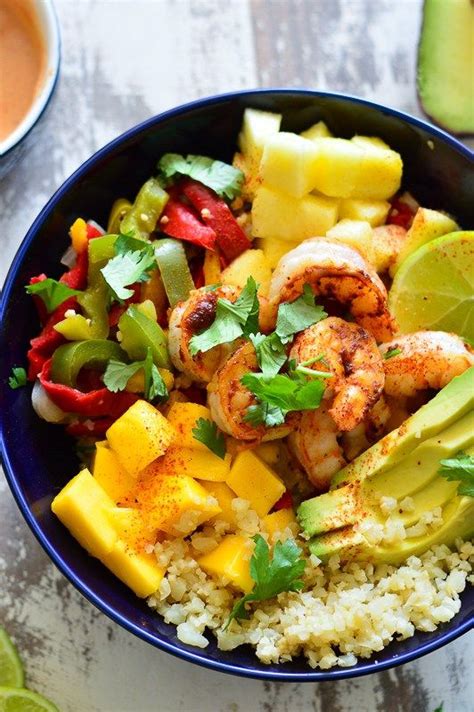 Pineapple Chipotle Shrimp Cauliflower Rice Bowl Whole30 Paleo