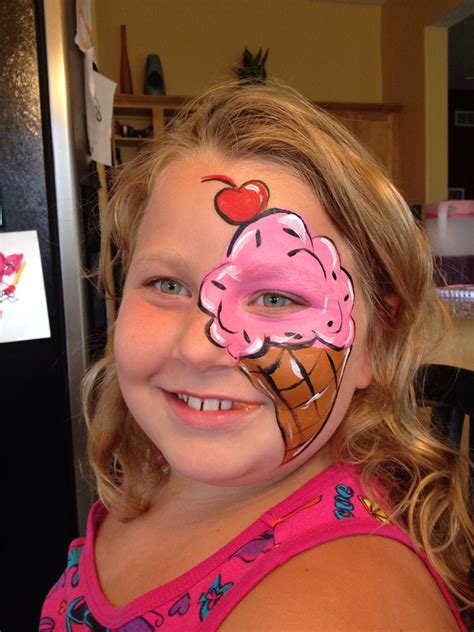 Pink Ice Cream Cone Face Paint By Meredith Terry Face Painting Tips Face Painting Tutorials