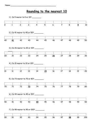 Rounding To The Nearest 10 Numberline Teaching Resources Math