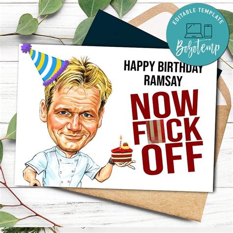 gordon ramsay funny happy birthday card diy createpartylabels