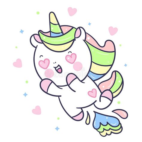 Cute Unicorn Cartoon Pony Child Vector Love Kawaii Animal Character