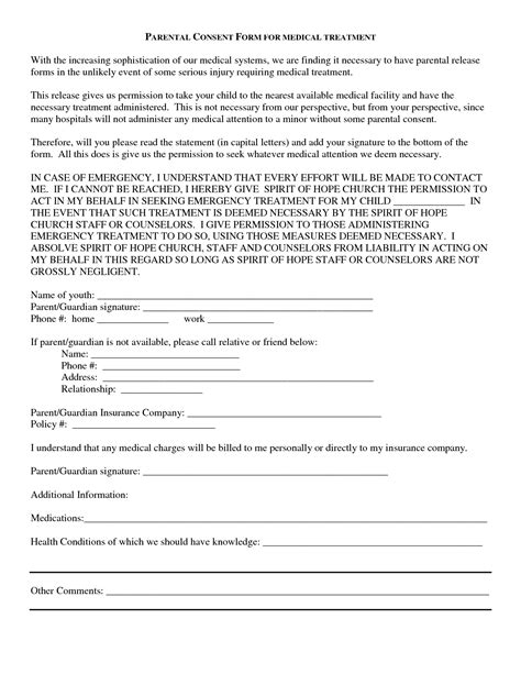 Sample Of Parental Consent Letter For Medical Treatment