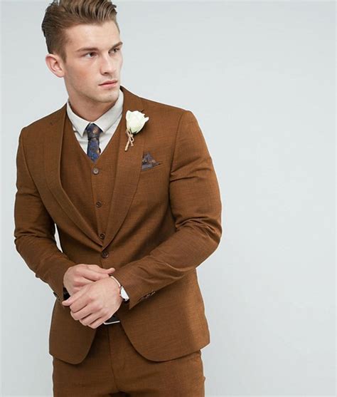 2019 Fashion Men Wedding Suits Classic One Button Brown Men Suit Terno