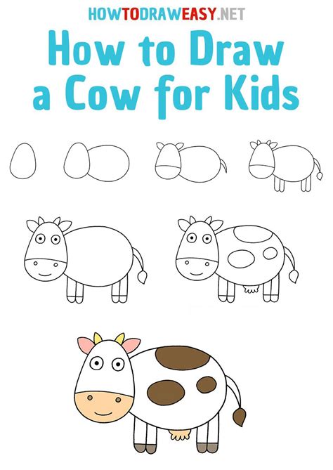 How To Draw A Cow For Kids How To Draw Easy