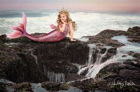 Digital Backdropbackground Beautiful Mermaid On Oceanbeach With Waves
