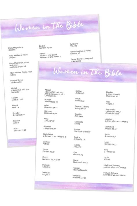 Names Of Women In The Bible My Printable Faith