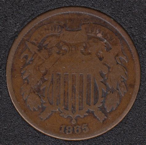 1865 Shield Two Cents Monnaie Canada