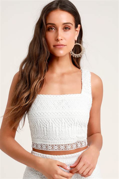 Romance Forever White Crochet Lace Crop Top In 2021 Crop Top Outfits