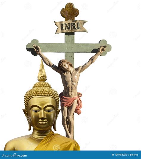 Two Religions Buddha And Jesus Christ Stock Image Image Of
