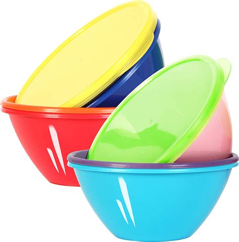 Youngever 1000ml Plastic Bowls With Lids Large Cereal Bowls Large