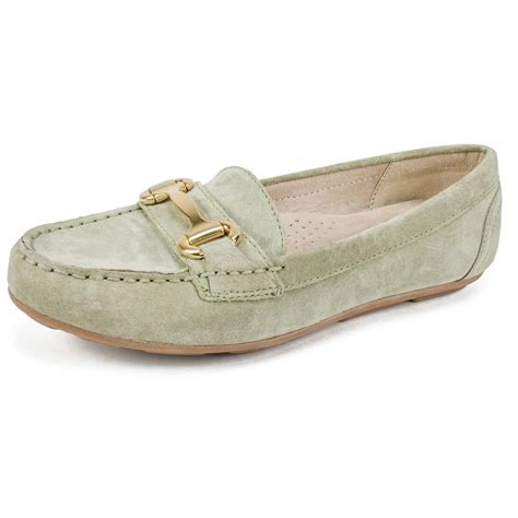 White Mountain Womens Scotch Leather Closed Toe Loafers Sage Green