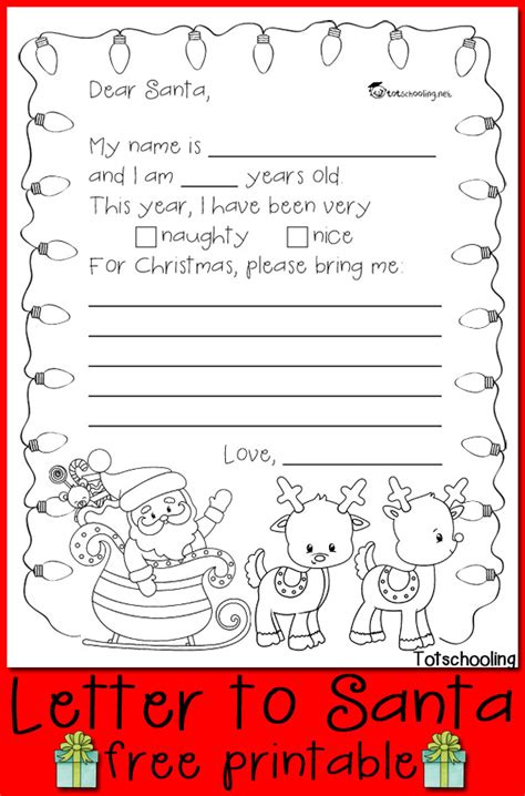 Letter To Santa Printable Color Sheet Free