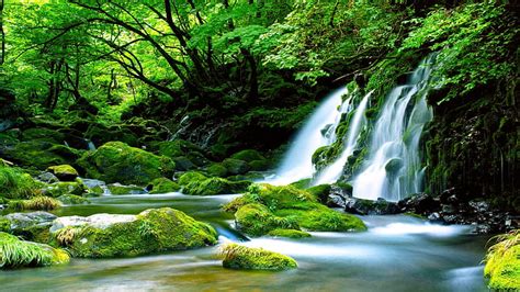 1536x864px Free Download Hd Wallpaper Green Waterfall River Rocks