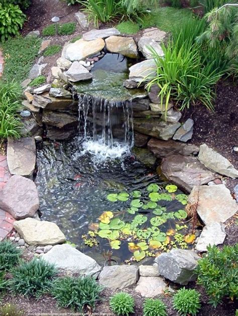 Stunning 43 Great Backyard Pond Waterfall Ideas