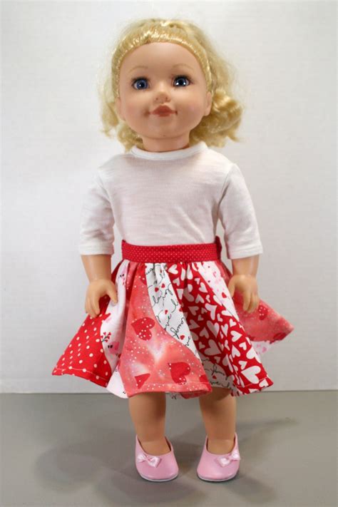 18 inch doll clothes peppermint swirl style twirly skirt in valentine s day prints for a love