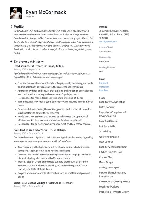 27 Chef Resume Sample Pdf For Your Learning Needs