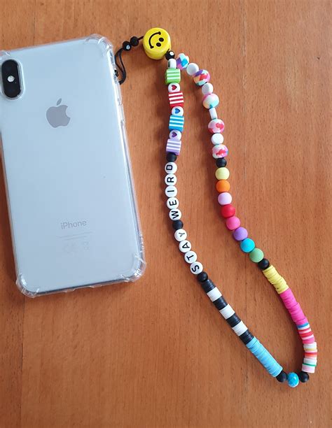 Phone Strap Phone Accessories Colourful Beads Strap Wrist Etsy