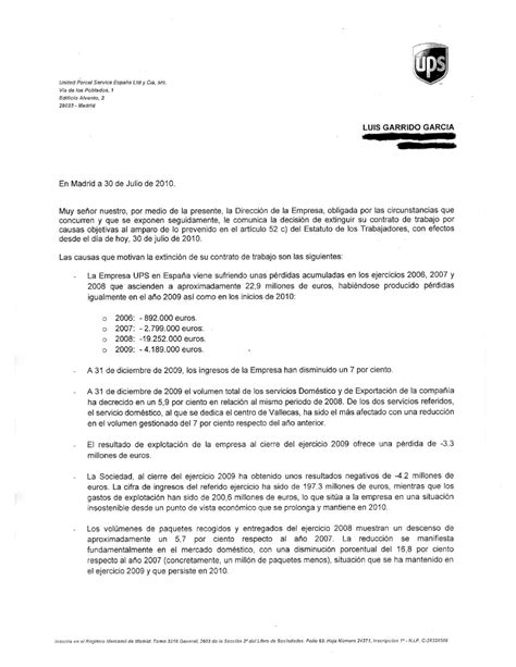 Carta De Despido A Trabajador De Ups By Ere Ups Issuu