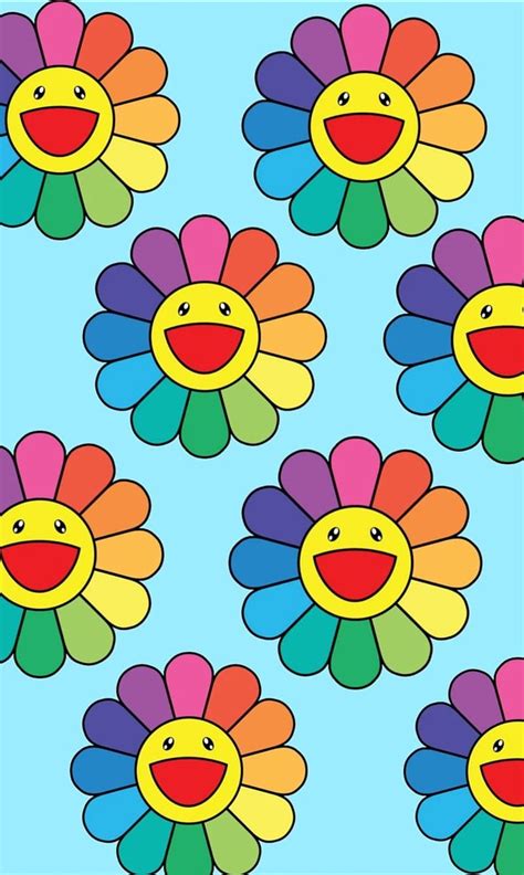 Rainbow Flower Smiley Face Wallpaper