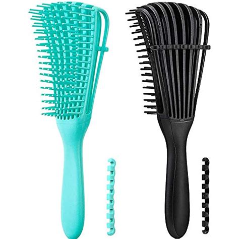 Detangling Brush For Curly Hair 2 Pack Black And Green Detangler Comb