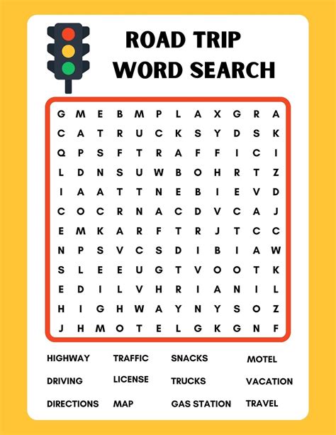 Road Trip Word Search Instant Download Printable Pdf Etsy