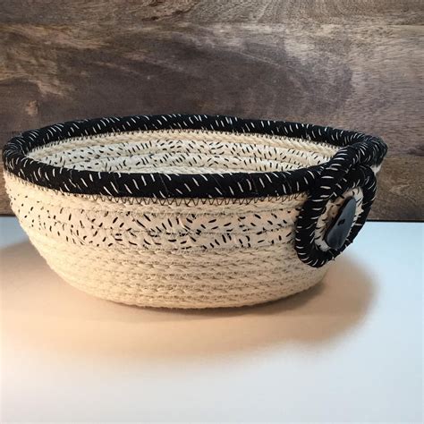 Rope Bowl Etsy Coiled Fabric Basket Fabric Baskets Rope Crafts
