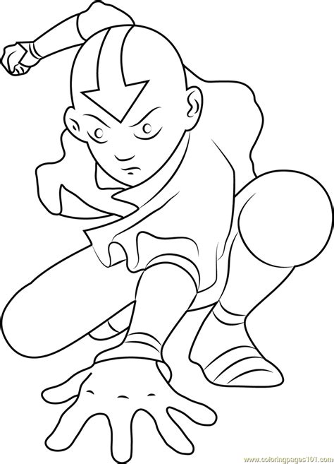Fire, earth, air and water. Aang Going to Fight Coloring Page - Free Avatar: The Last ...