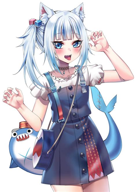 Safebooru 1girl Animal Ears Bangs Bloop Gawr Gura Blue Bag Blue