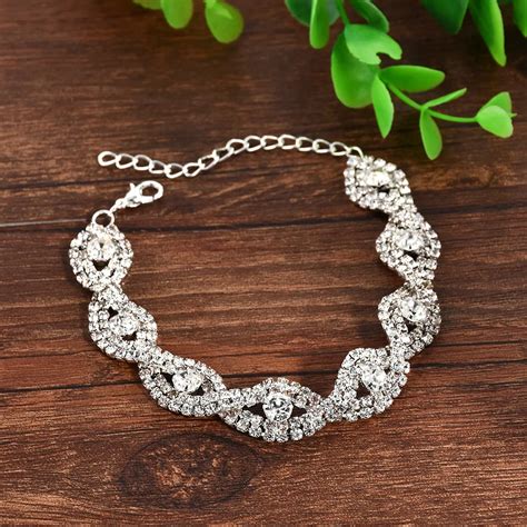 Sparkling Rhinestone Crystal Bracelets For Women Silver Color Infinity