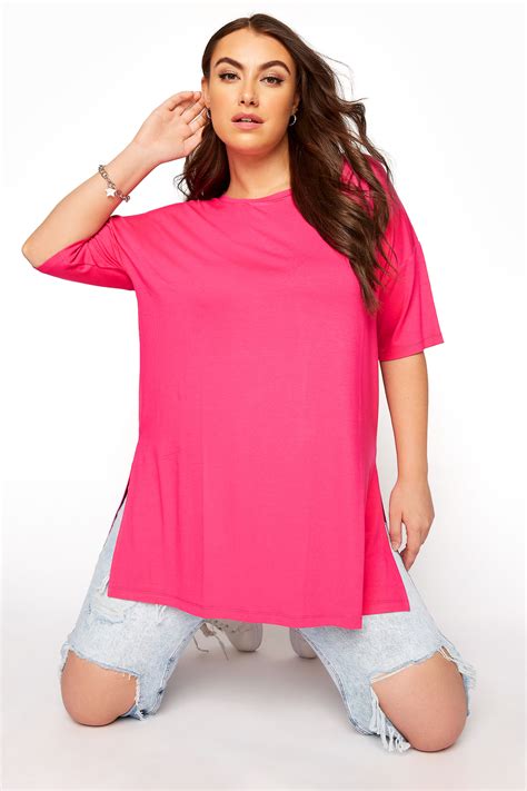 Oversized T Shirt Hot Pink Yours Clothing