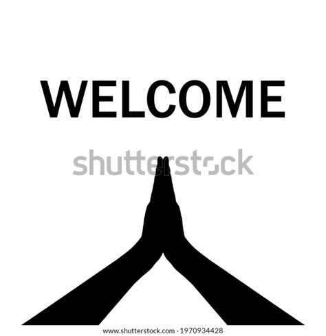 Silhouette Welcoming Hands Namaste Hands Illustration Stock