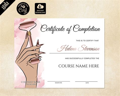 Certificate Of Completion Facial Massage Certificate Etsy Facial Massage Certificate Of