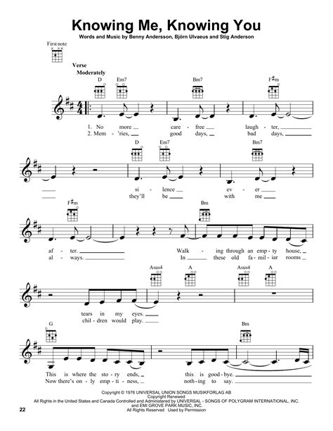 Knowing Me, Knowing You (Ukulele) - Print Sheet Music Now