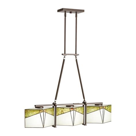 Shop Kichler Lighting Bayberry 33 In W 3 Light Olde Bronze Stained Glass Kitchen Island Light